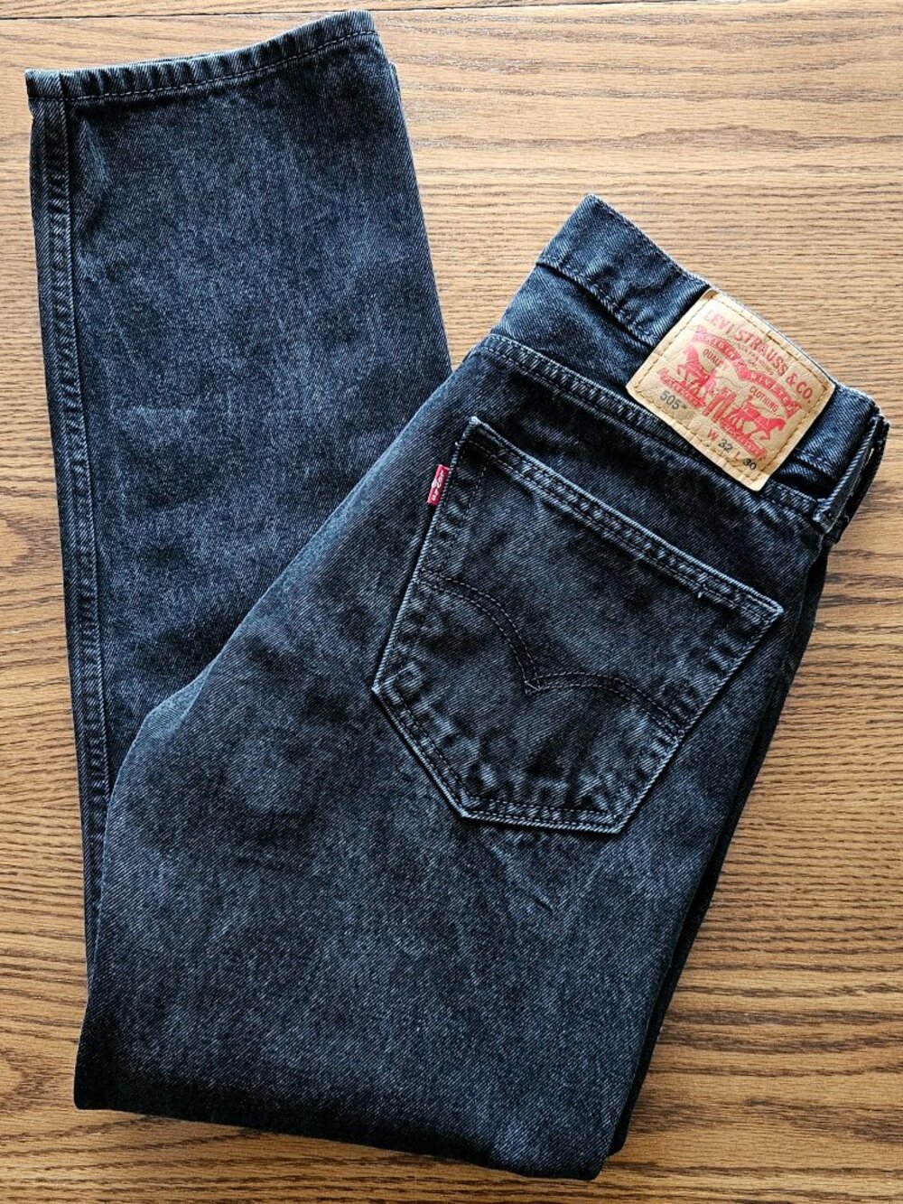 Levi’s 505 Straight ‑ Leg Jeans – Black Denim, 100% Cotton (W32 X L30)